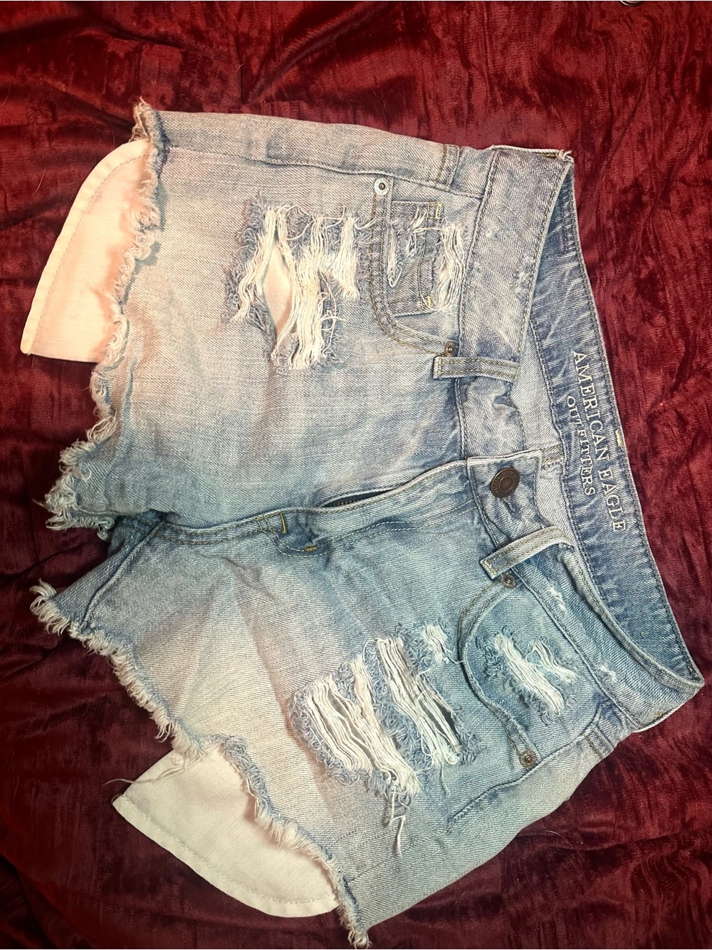 American Eagle Outfitters Faded Light Blue Distressed Denim Shorts